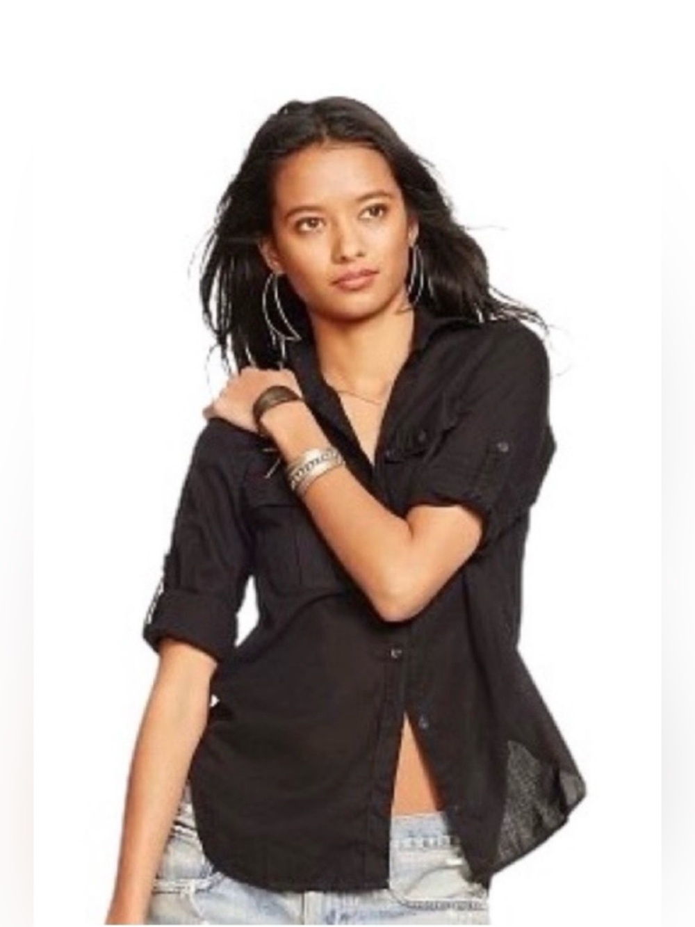 Denim & Supply Ralph Lauren Expedition Black Military Utility Cotton Button Down